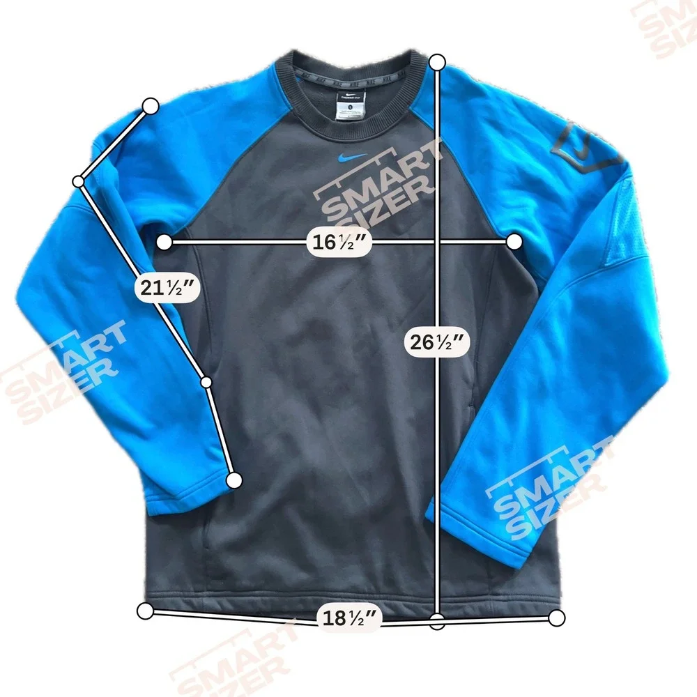 Nike Therma-FIT Crewneck Sweatshirt Grey Blue Raglan Training Pullover Small